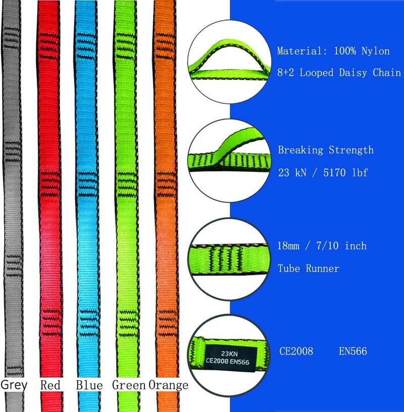 CAPARK 53 Inches Nylon Daisy Chains Rope Climbing Lanyard Straps Looped Strong Slings 23 kN Aerial Yoga Webbing - Image 4
